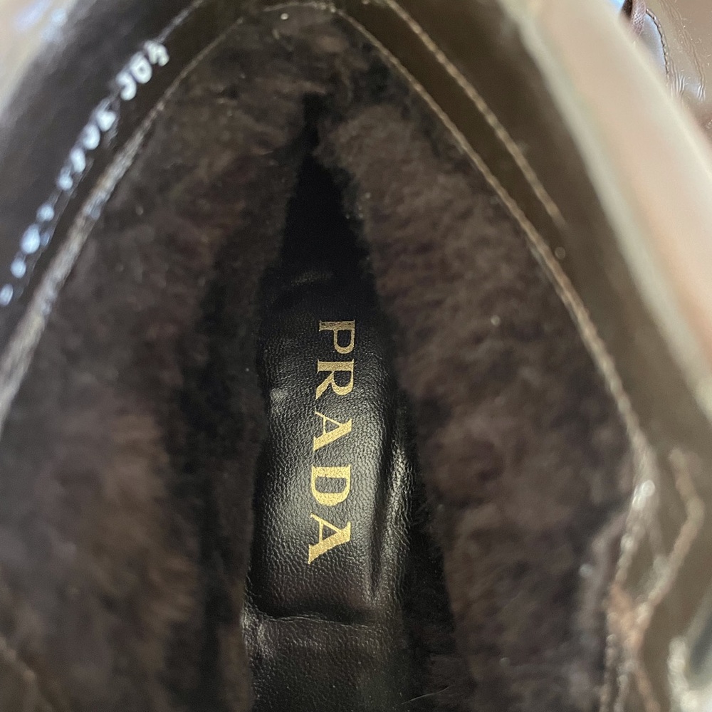 PRADA Shearling lined Combat Boots with buckle NWT